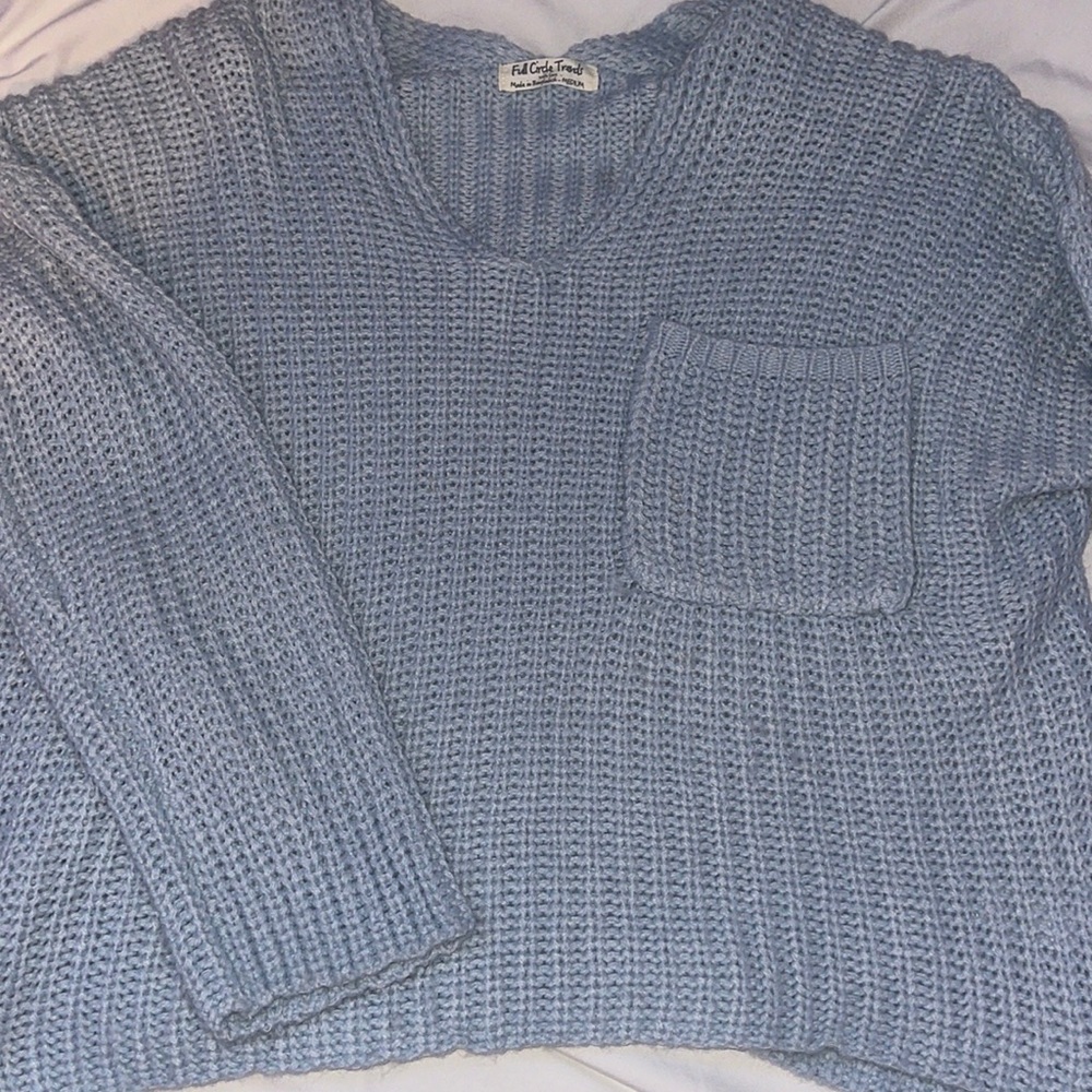 BABY BLUE CROPPED SWEATER: knit & never worn